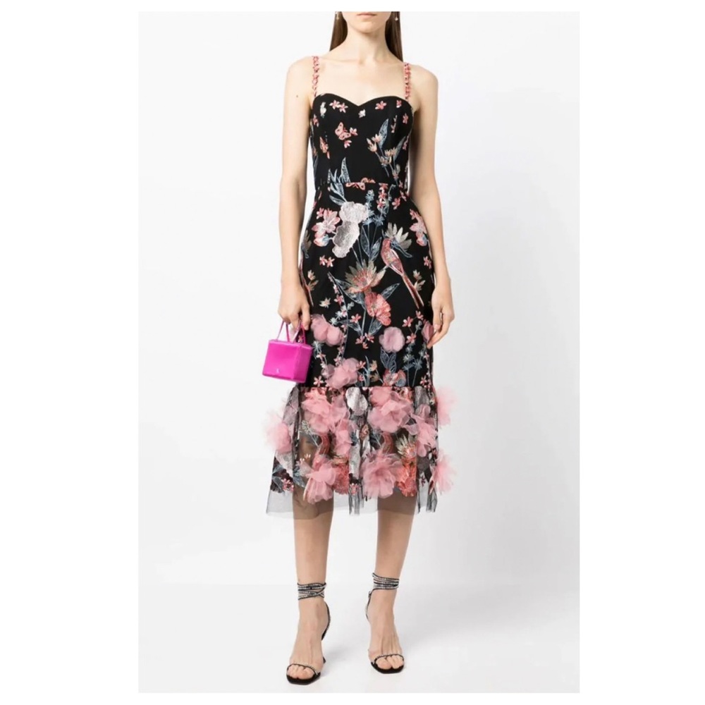 Marchesa Notte Embroidered Tulle Dress